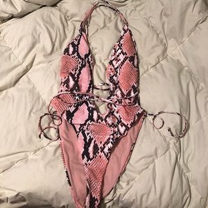 Snakeskin Print One Piece Bathing Suit